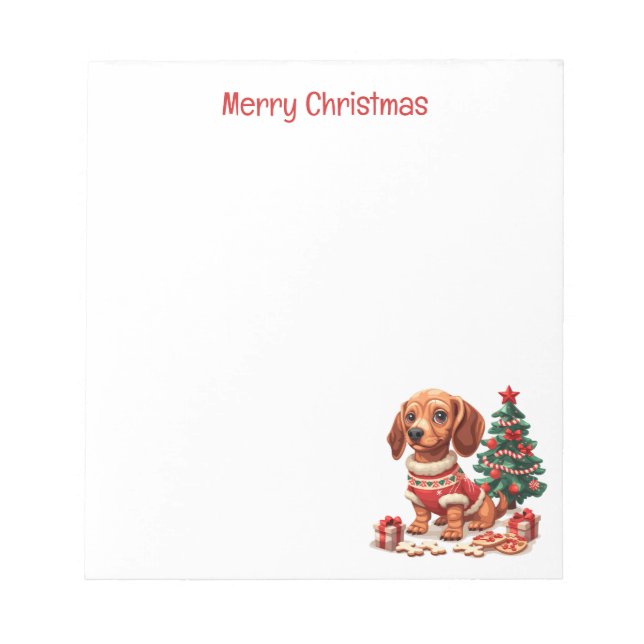 Christmas Dachshund Dog Holiday Cookies Notepad (Front)