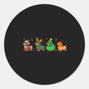 Christmas Dachshund Dog Weenie Merry Woofmas Dog M Classic Round Sticker
