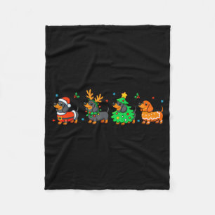 Christmas Dachshund Dog Weenie Merry Woofmas Dog M Fleece Blanket