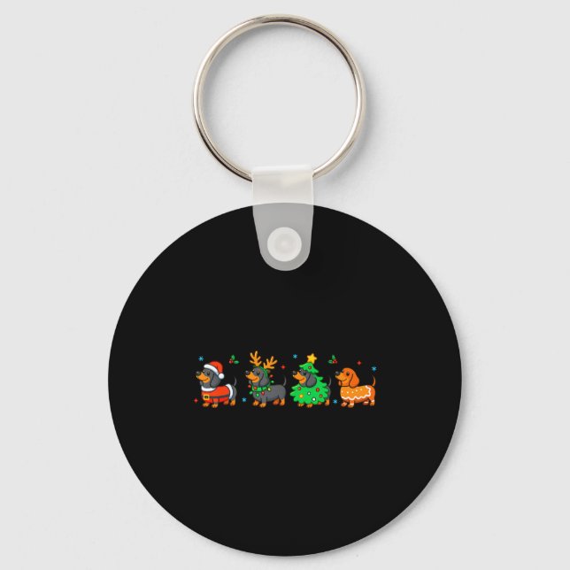 Christmas Dachshund Dog Weenie Merry Woofmas Dog M Key Ring (Front)