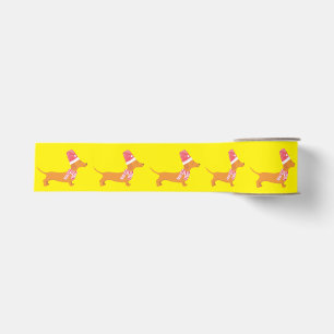 Christmas Dachshund Dog Yellow Grosgrain Ribbon