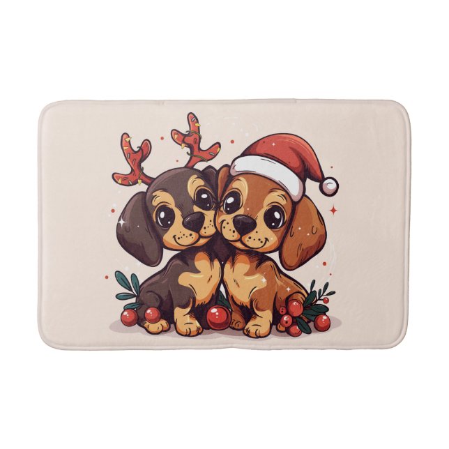 Christmas Dachshund Dogs Bath Mat (Front)
