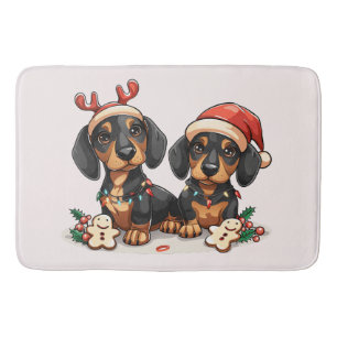 Christmas Dachshund Dogs Bath Mat