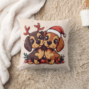 Christmas Dachshund Dogs Cushion