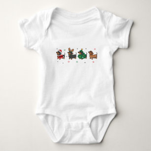 Christmas Dachshund Dogs Cute Holiday Sausage Dog Baby Bodysuit