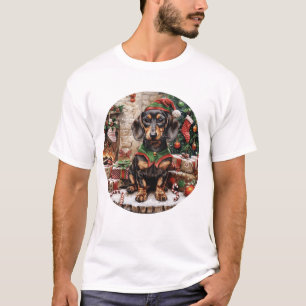 Christmas Dachshund Dogs Elf T-Shirt
