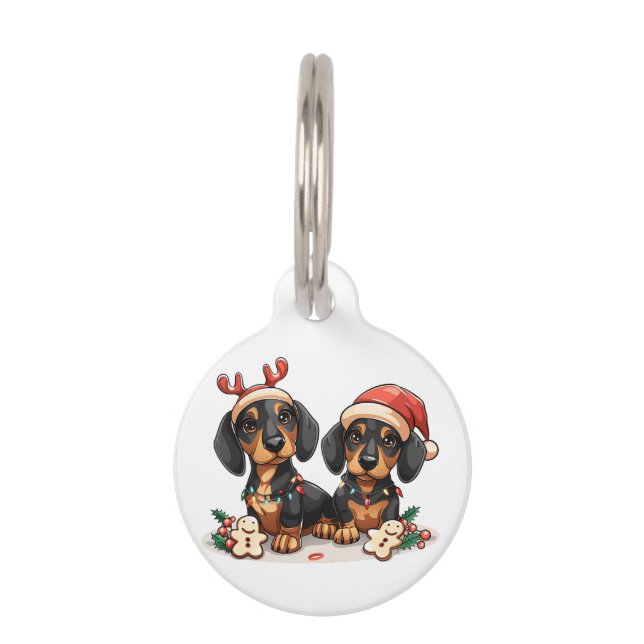 Christmas Dachshund Dogs Pet Tag (Front)