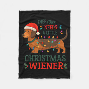 Christmas Dachshund Everyone Need Weiner Dog Pajam Fleece Blanket