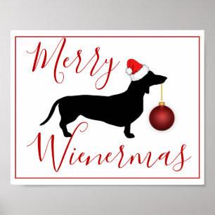 Christmas Dachshund Funny Merry Wienermas Poster