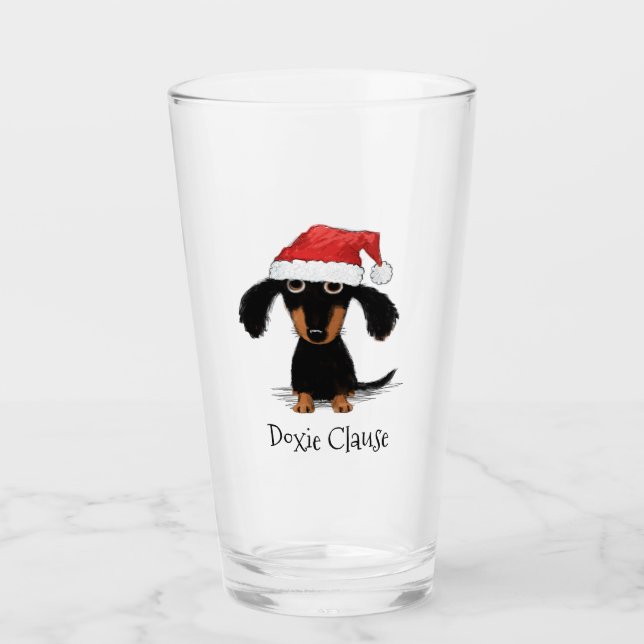 Christmas Dachshund | Funny Xmas Wiener Dog Custom Glass (Front)