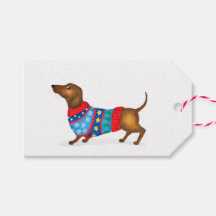 Christmas dachshund gift tags