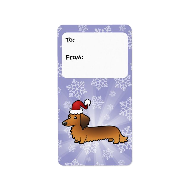 Christmas Dachshund Gift Tags (longhair) (Front)