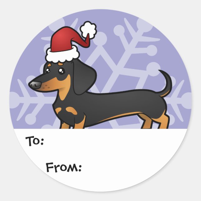 Christmas Dachshund Gift Tags (smooth coat) (Front)