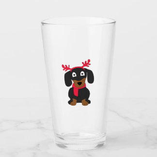 Christmas dachshund glass