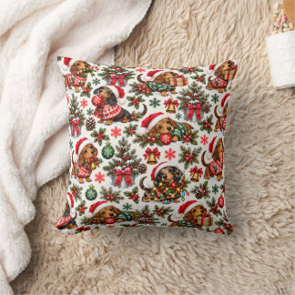 Christmas Dachshund Holiday Mischief Cushion