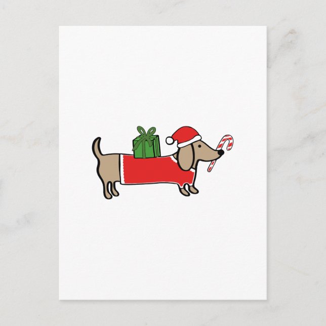 Christmas dachshund holiday postcard (Front)