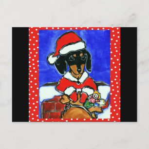 Christmas Dachshund Holiday Postcard