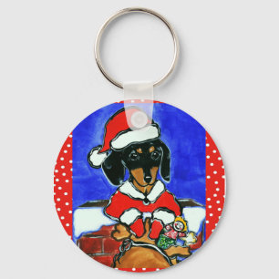 Christmas Dachshund Key Ring