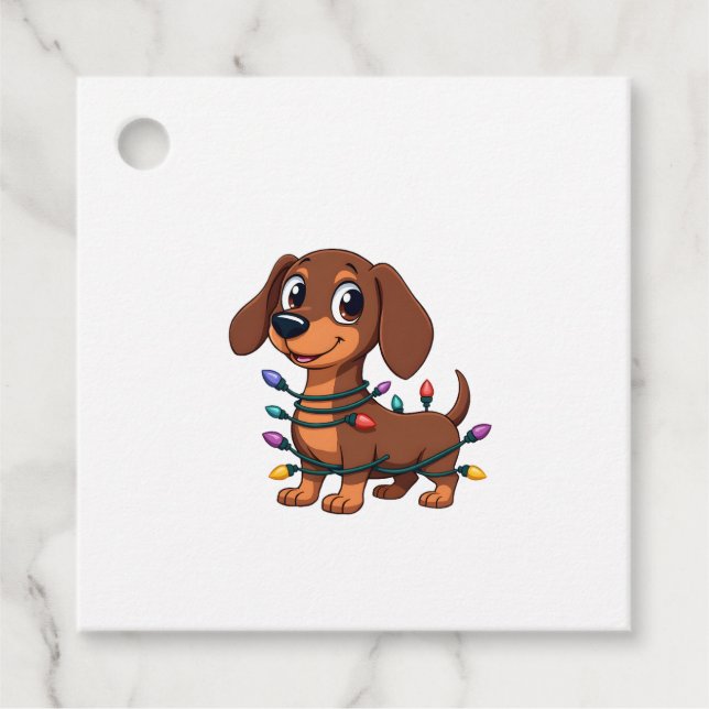 Christmas Dachshund Lights (1) Favour Tags (Front)