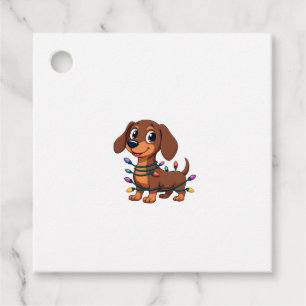 Christmas Dachshund Lights (1) Favour Tags