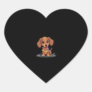 Christmas Dachshund Lights (1) Heart Sticker