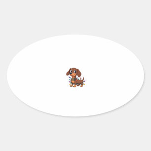 Christmas Dachshund Lights (1) Oval Sticker