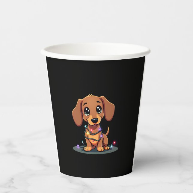 Christmas Dachshund Lights (1) Paper Cups (Front)