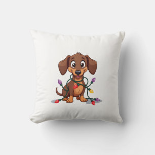 Christmas Dachshund Lights (2) Cushion
