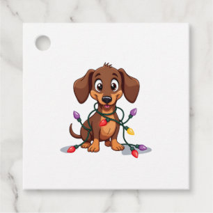 Christmas Dachshund Lights (2) Favour Tags