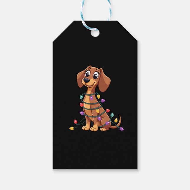 Christmas Dachshund Lights (2) Gift Tags (Front)
