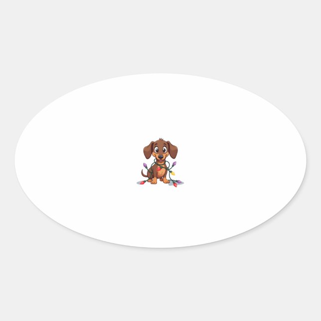 Christmas Dachshund Lights (2) Oval Sticker (Front)