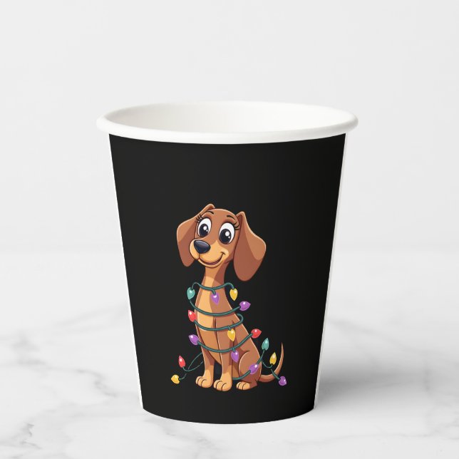 Christmas Dachshund Lights (2) Paper Cups (Front)