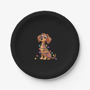 Christmas Dachshund Lights (2) Paper Plate