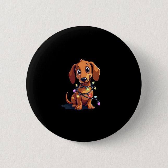 Christmas Dachshund Lights (3) 6 Cm Round Badge (Front)