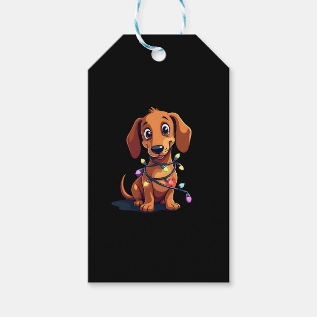 Christmas Dachshund Lights (3) Gift Tags (Front)