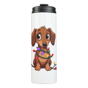 Christmas Dachshund Lights (3) Thermal Tumbler