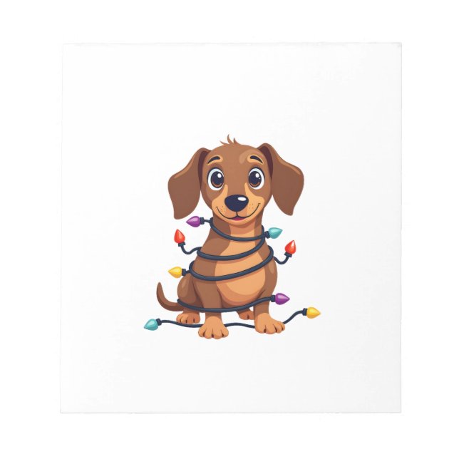 Christmas Dachshund Lights Notepad (Front)