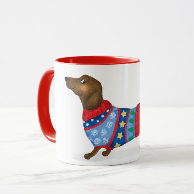 Christmas dachshund mug (Front Left)