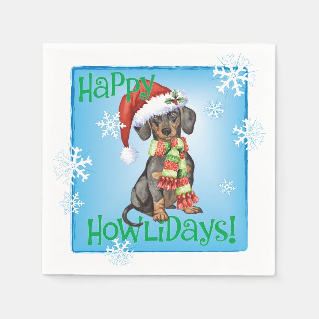 Christmas Dachshund Napkin (Front)