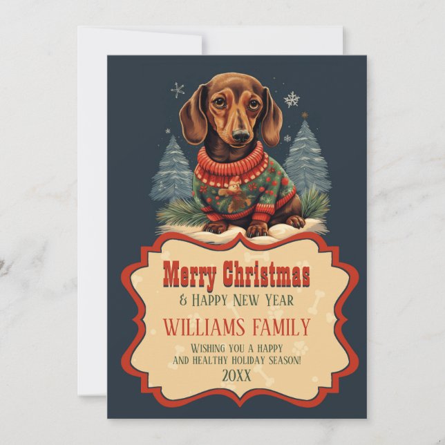 Christmas Dachshund Painting Invitation (Front)