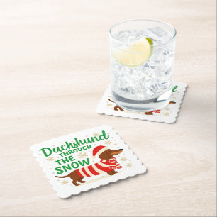 Christmas Dachshund Paper Coaster