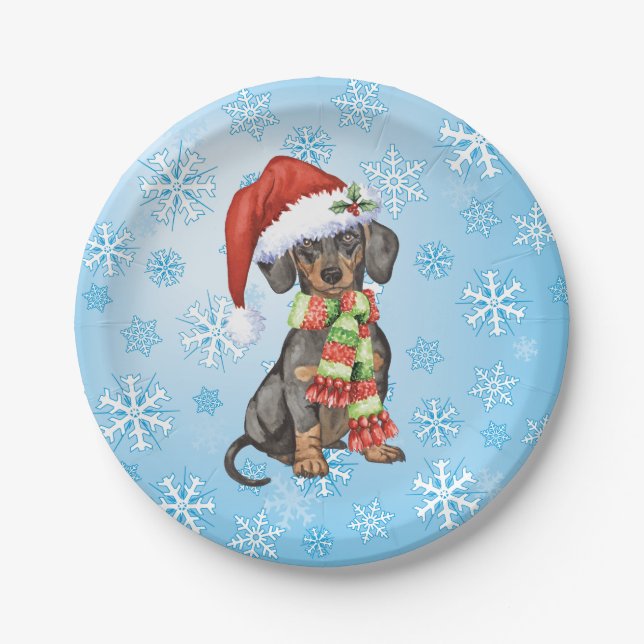 Christmas Dachshund Paper Plate (Front)