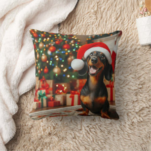 christmas dachshund pillow