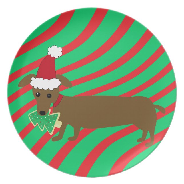 Christmas Dachshund Plate (Front)