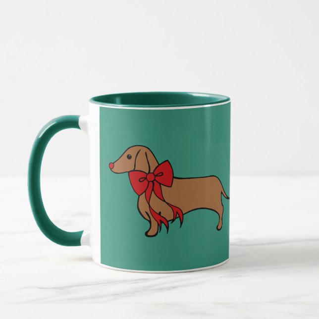  Christmas Dachshund Puppy Coffee Mug (Left)