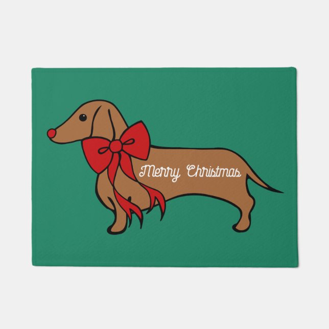  Christmas Dachshund Puppy Doormat  (Front)