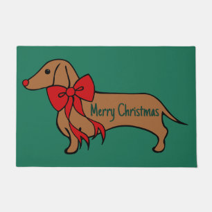 Christmas Dachshund Puppy Doormat