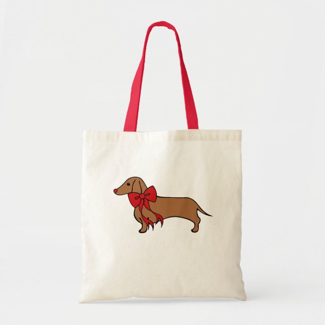  Christmas Dachshund Puppy Tote Gift Bag (Front)