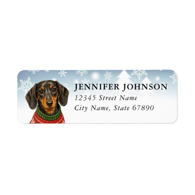 Christmas Dachshund Return Address Labels (Front)