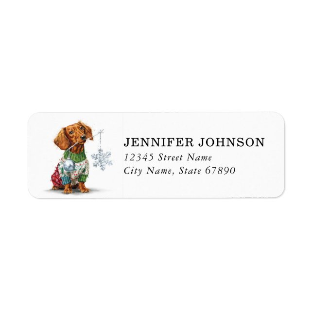 Christmas Dachshund Return Address Labels (Front)